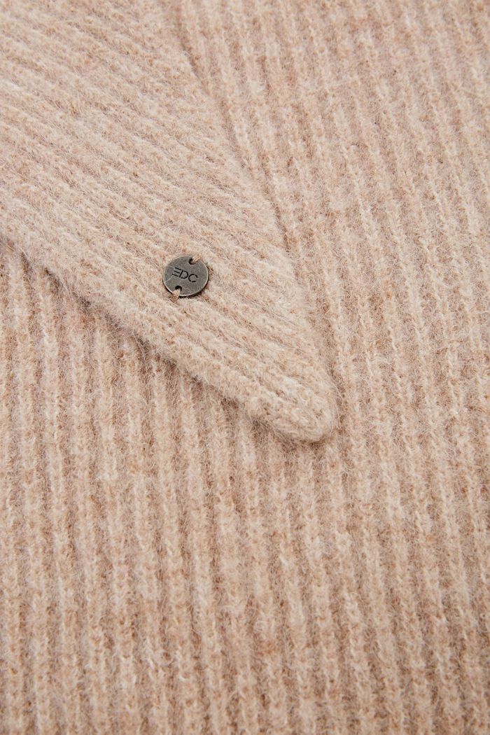Trekantet tørklæde i ribstrik, BEIGE, detail image number 1