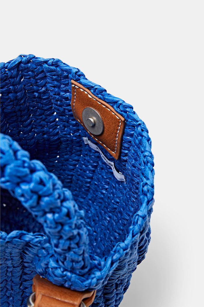 Crossbody-taske i vævet strå, BRIGHT BLUE, detail image number 4