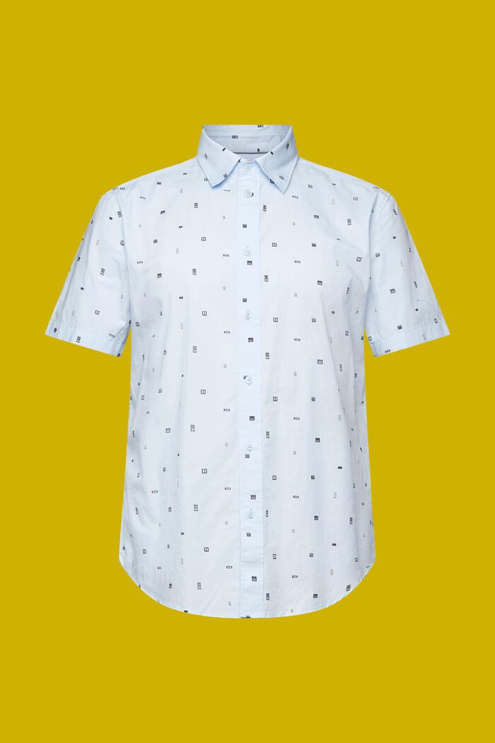 Mønstret skjorte med korte ærmer, 100 % bomuld, PASTEL BLUE, detail image number 5