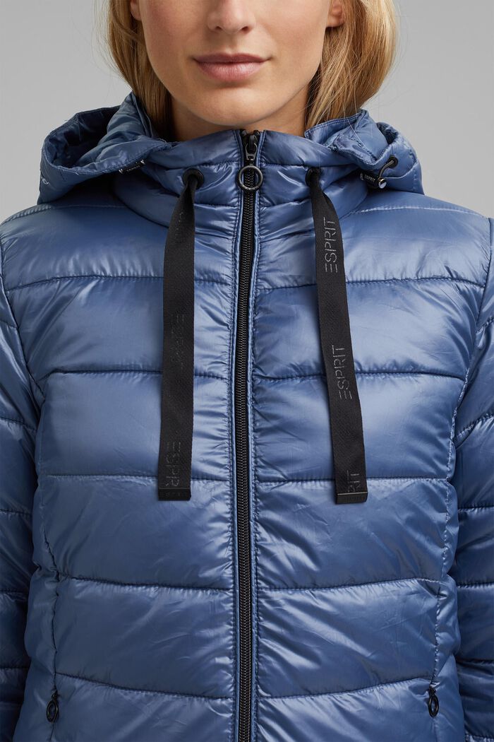 Genanvendte materialer: quiltet jakke med aftagelig hætte, GREY BLUE, detail image number 2