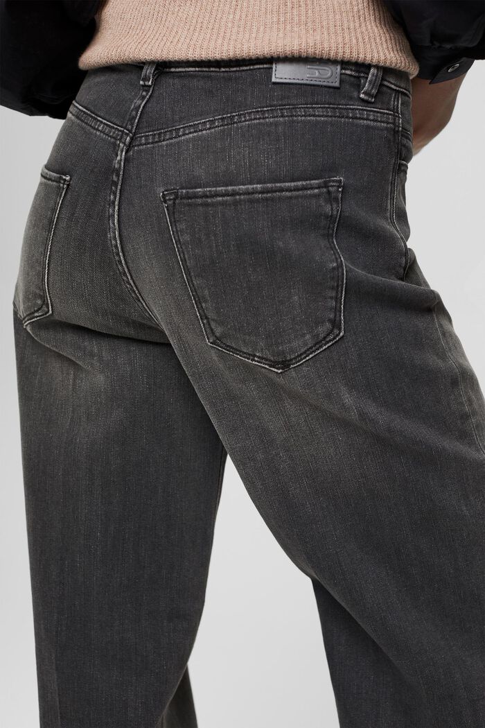 Lige stretch-jeans af økologisk bomuld, GREY DARK WASHED, detail image number 5