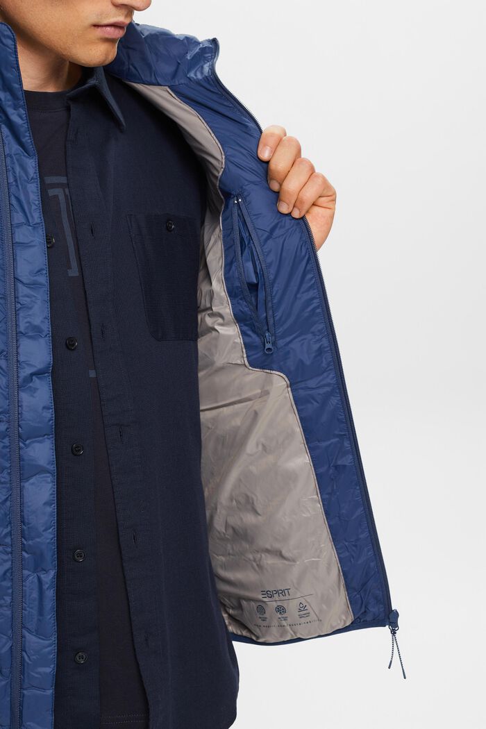 Quiltet jakke med høj krave, PETROL BLUE, detail image number 2