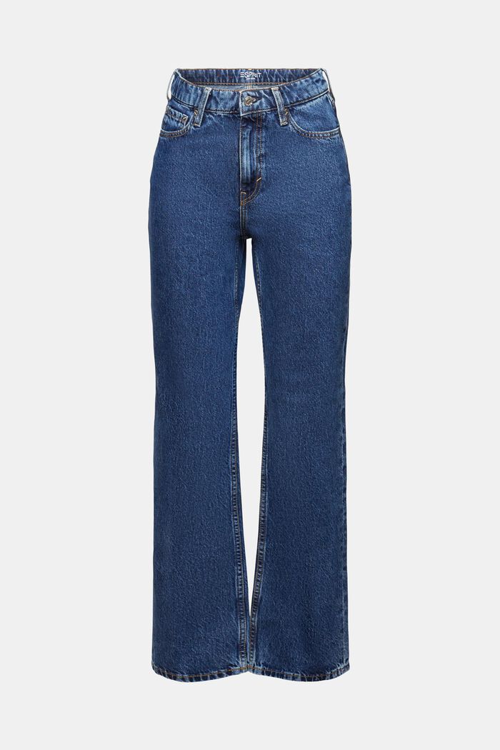 Lige retro-jeans med høj talje, BLUE MEDIUM WASHED, detail image number 6