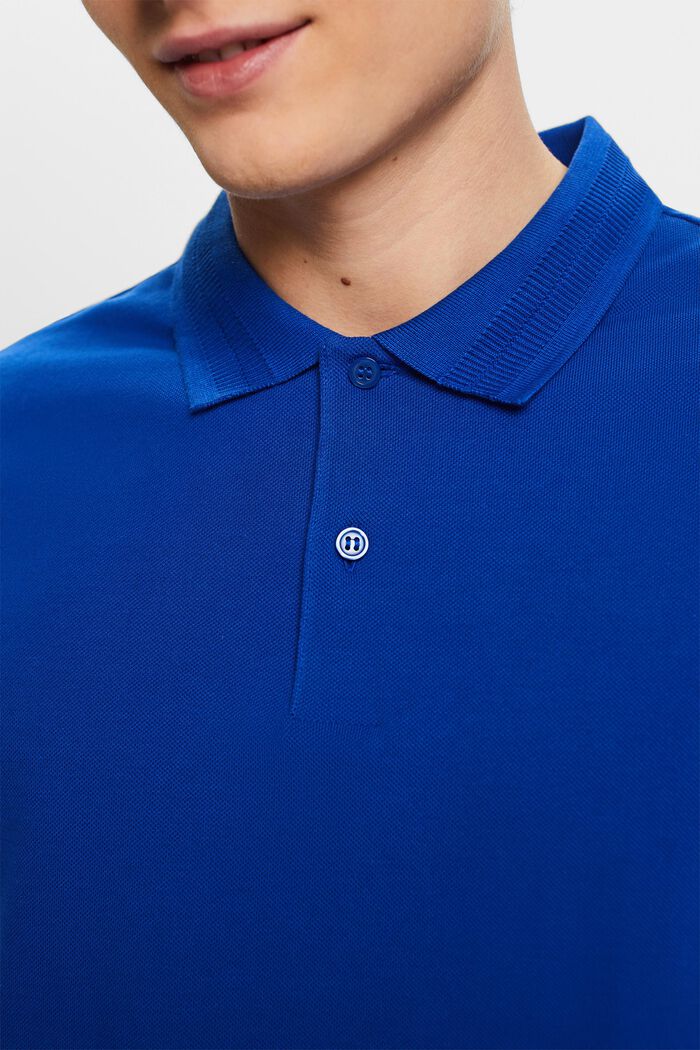 Poloshirt i bomuldspique, BRIGHT BLUE, detail image number 2