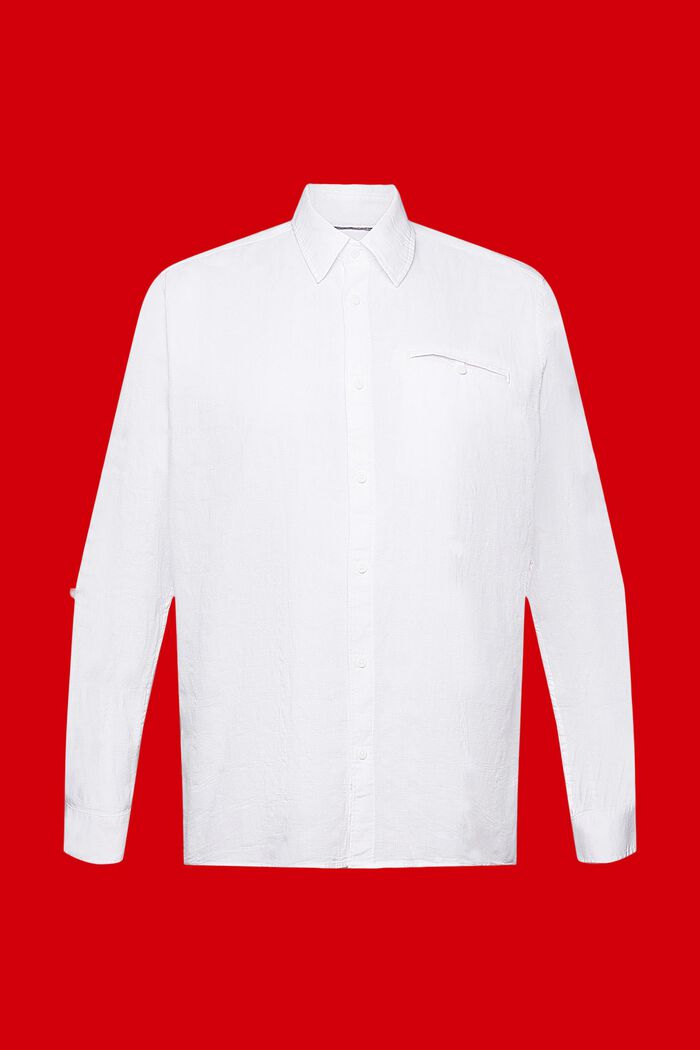 Struktureret bomuldsskjorte, WHITE, detail image number 7
