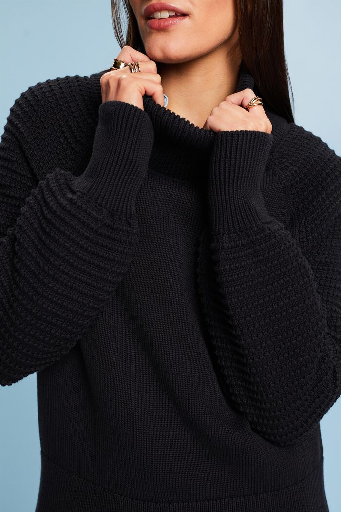 Rullekravesweater i bomuld, BLACK, detail image number 1