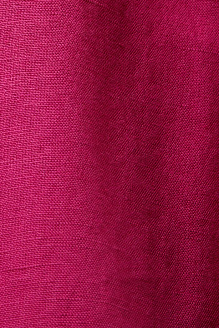 Culottebukser i bomuld/hør med stramt bælte, DARK PINK, detail image number 6