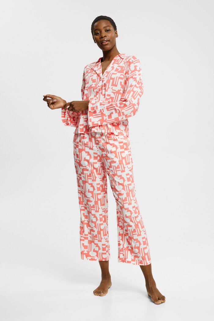 Pyjamas i LENZING™ ECOVERO™-viskose med print, CORAL, detail image number 1