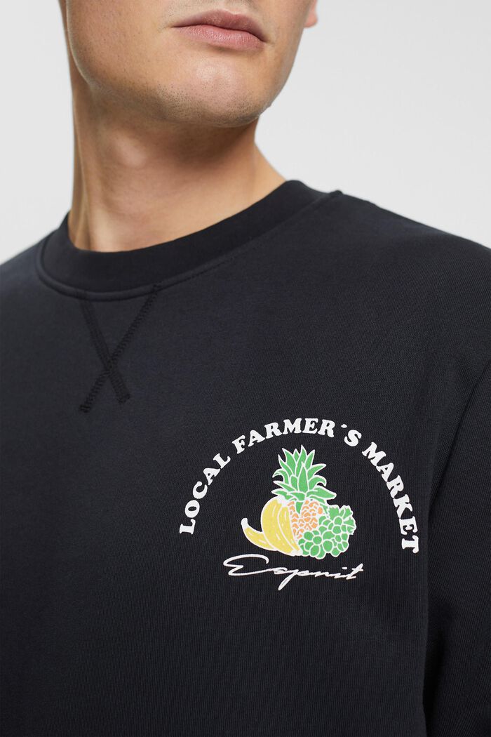 Sweatshirt med print på brystet, BLACK, detail image number 2