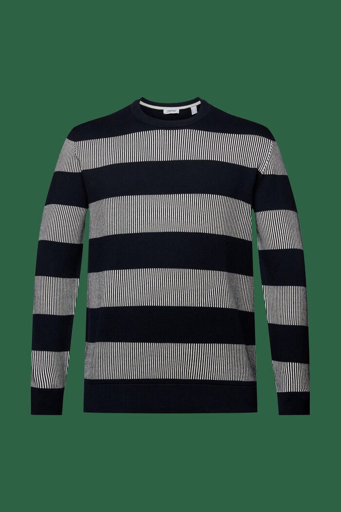 Stribet sweater i ribstrik, NAVY, detail image number 6