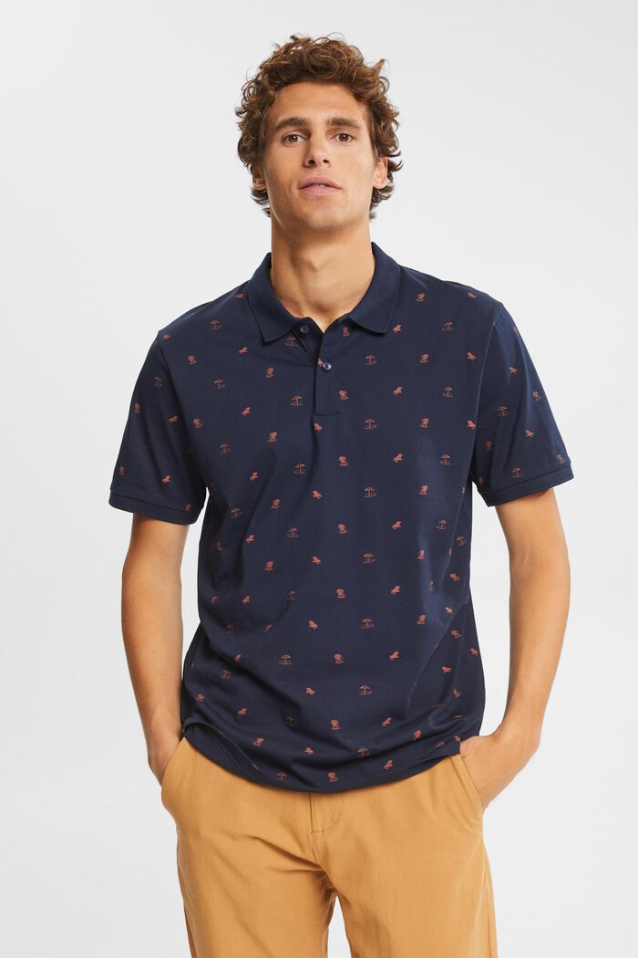 Jersey-poloskjorte med print, NAVY, detail image number 0