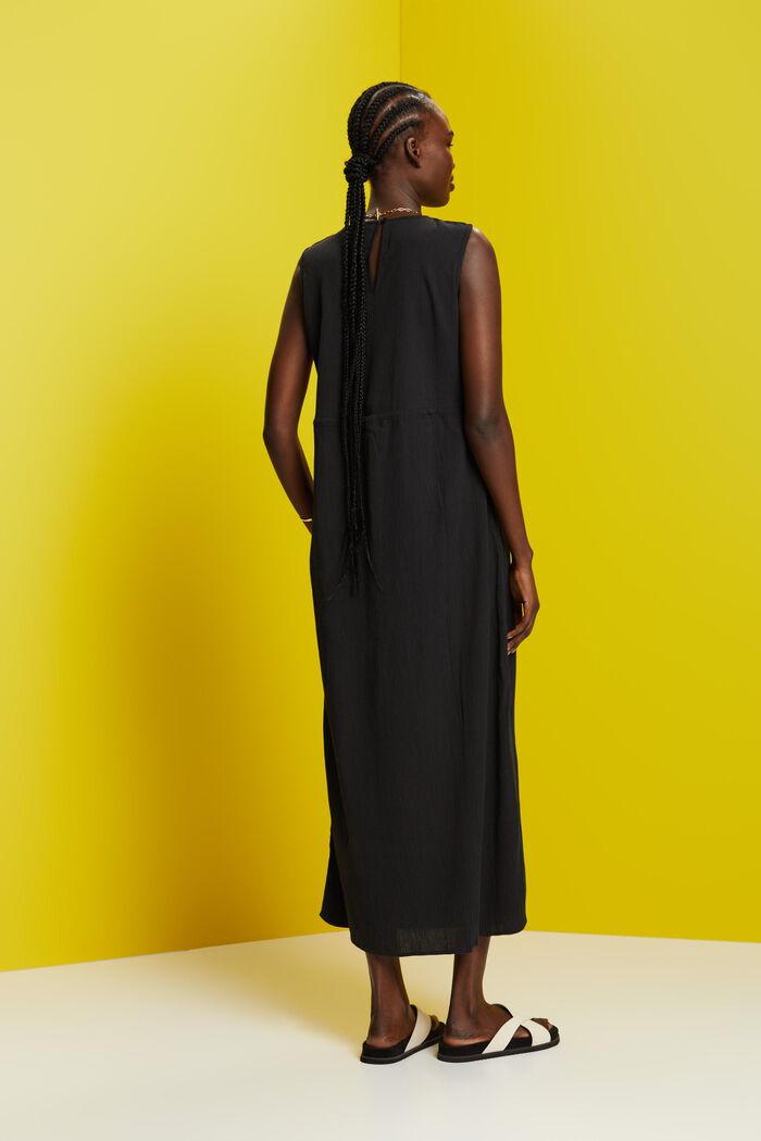 Krøllet maxi-kjole, BLACK, detail image number 3