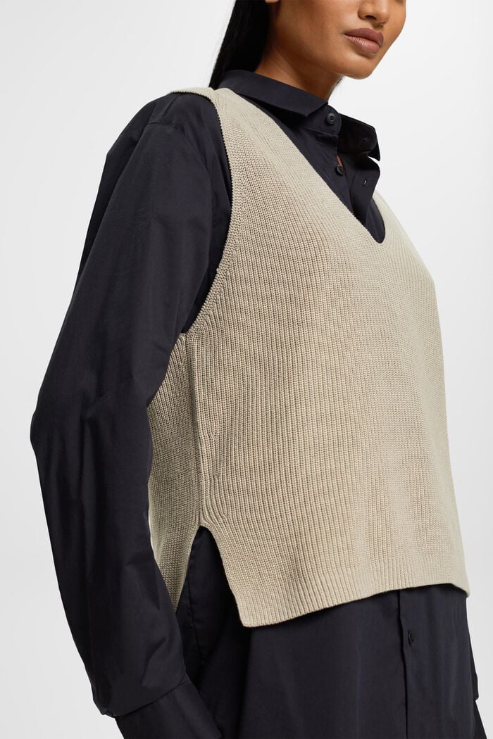 Ribstrikket sweatervest med V-hals, DUSTY GREEN, detail image number 2