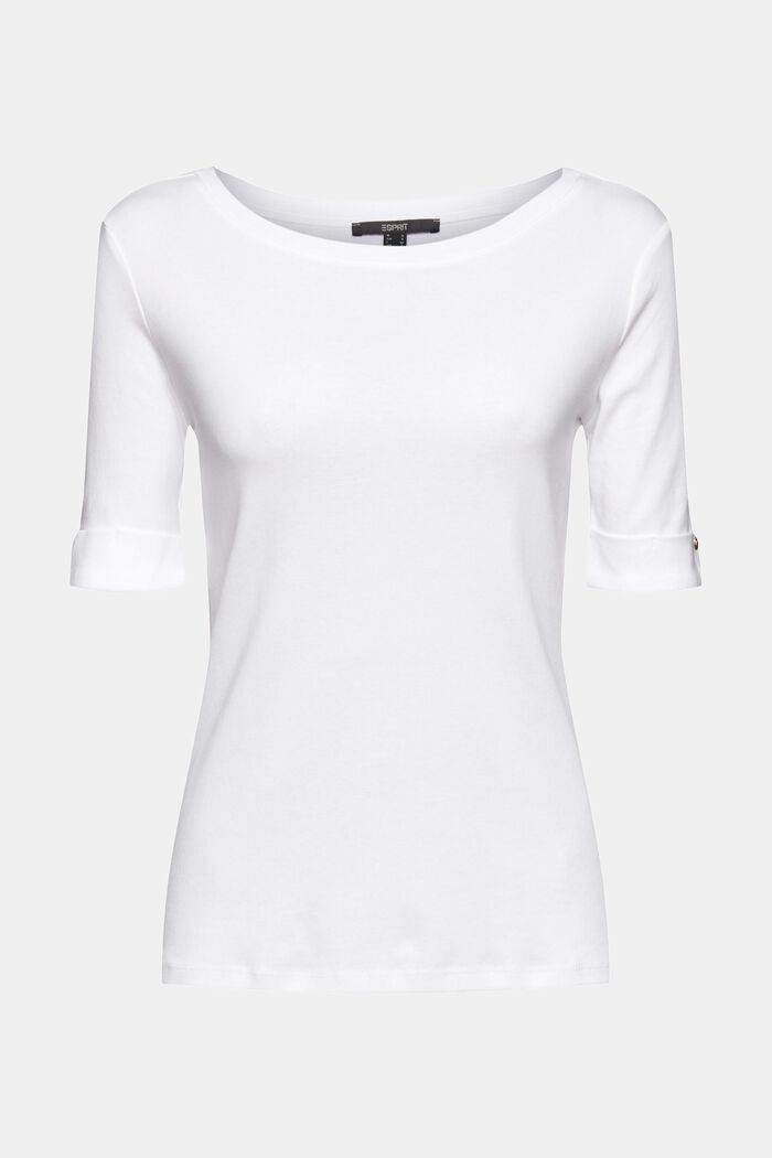 T-shirt i økologisk bomuld med opsmøg, WHITE, detail image number 7