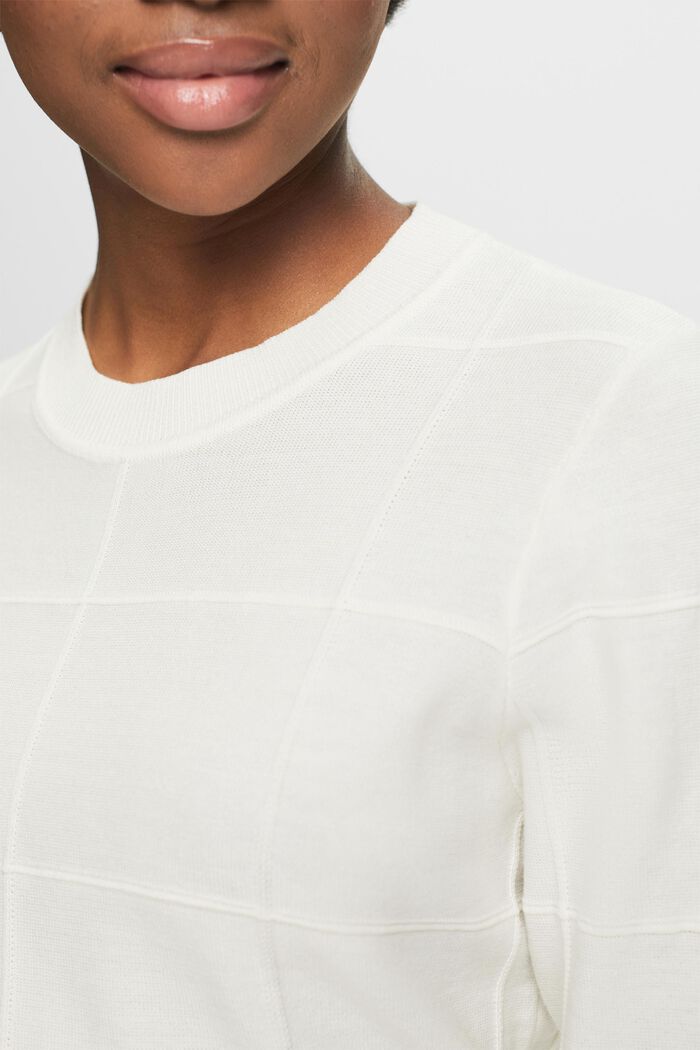 Farveafstemt gittersweater med struktur, OFF WHITE, detail image number 3