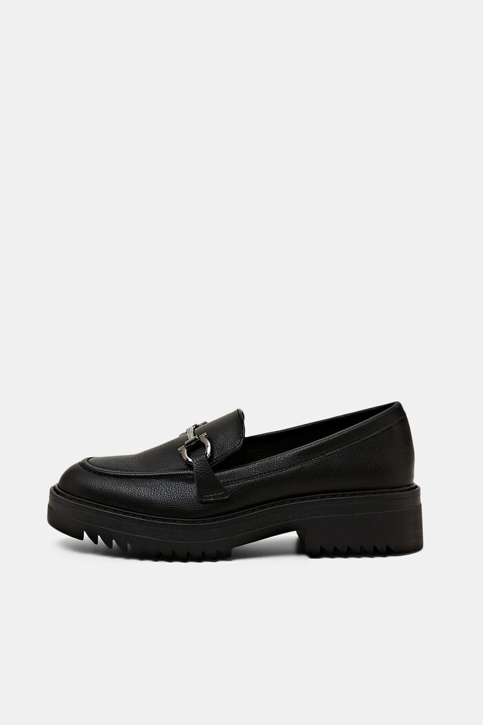 Platform loafers i vegansk læder, BLACK, detail image number 0