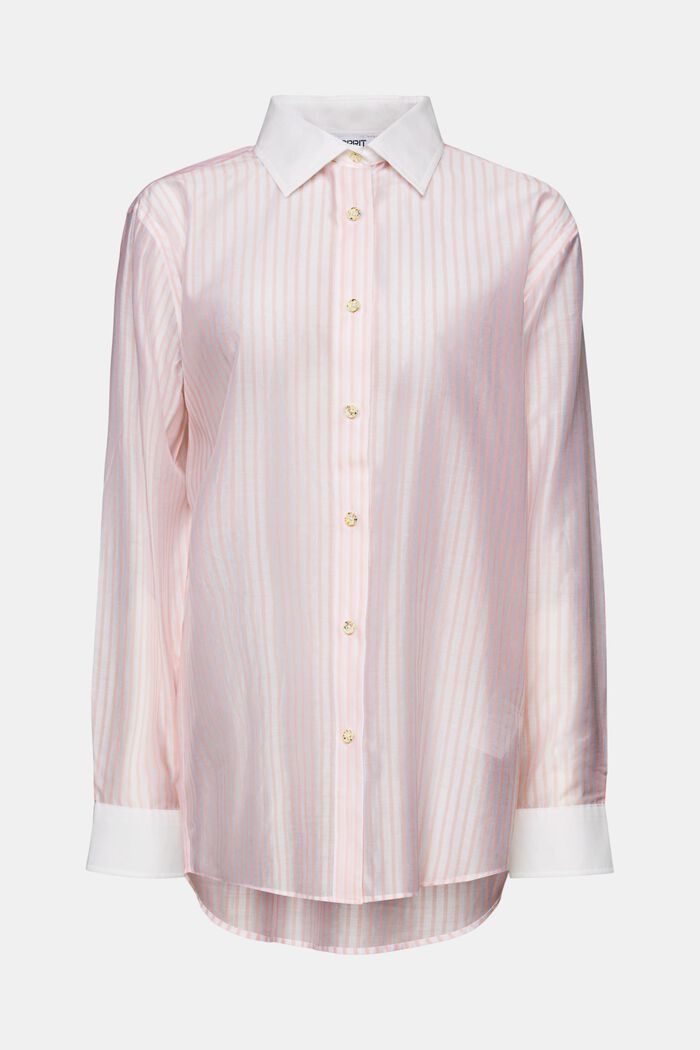 Gennemsigtig button down-skjorte med striber, PASTEL PINK, detail image number 6