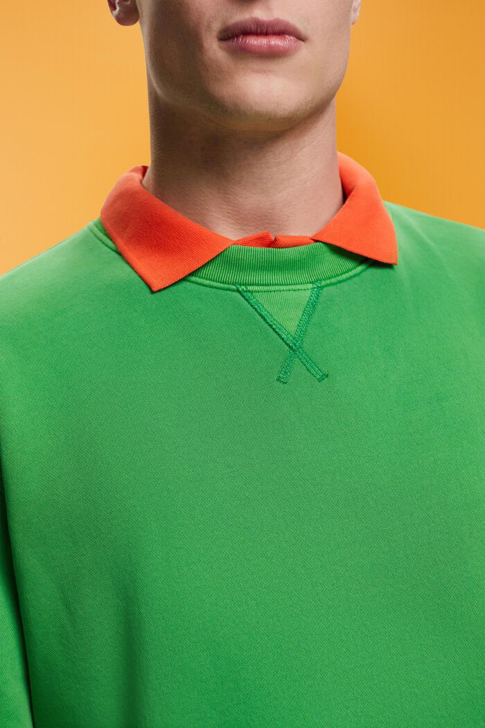 Ensfarvet sweatshirt i regular fit, GREEN, detail image number 2