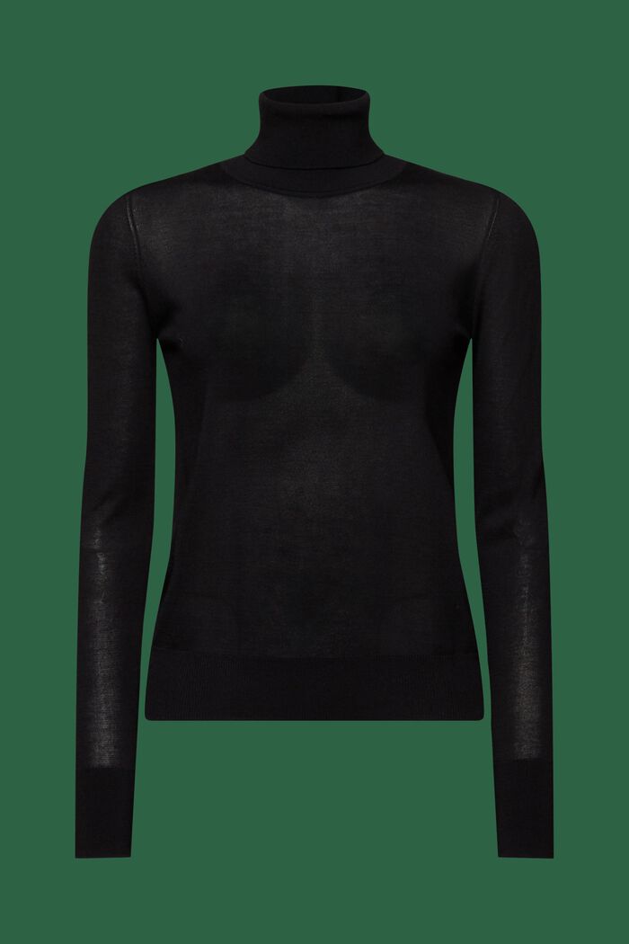 Langærmet sweater med rullekrave, BLACK, detail image number 6
