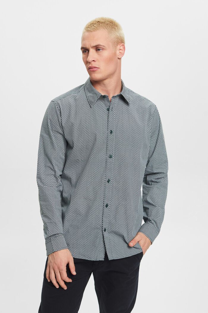 Skjorte i slim fit med allover-mønster, DARK TEAL GREEN, detail image number 0