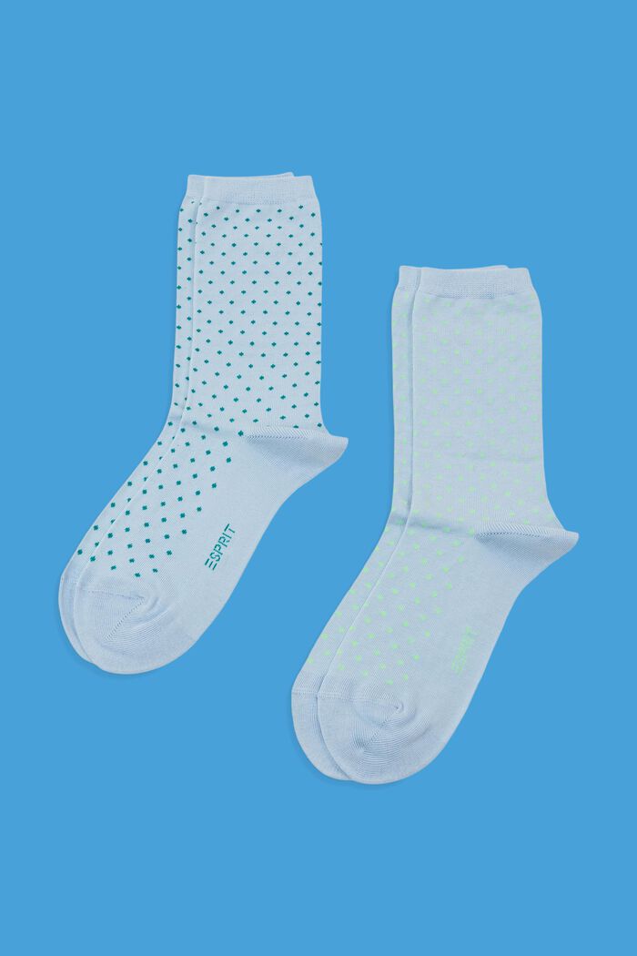 Pakke med 2 par polkaprikkede sokker, øko. bomuld, CLOUD, detail image number 0