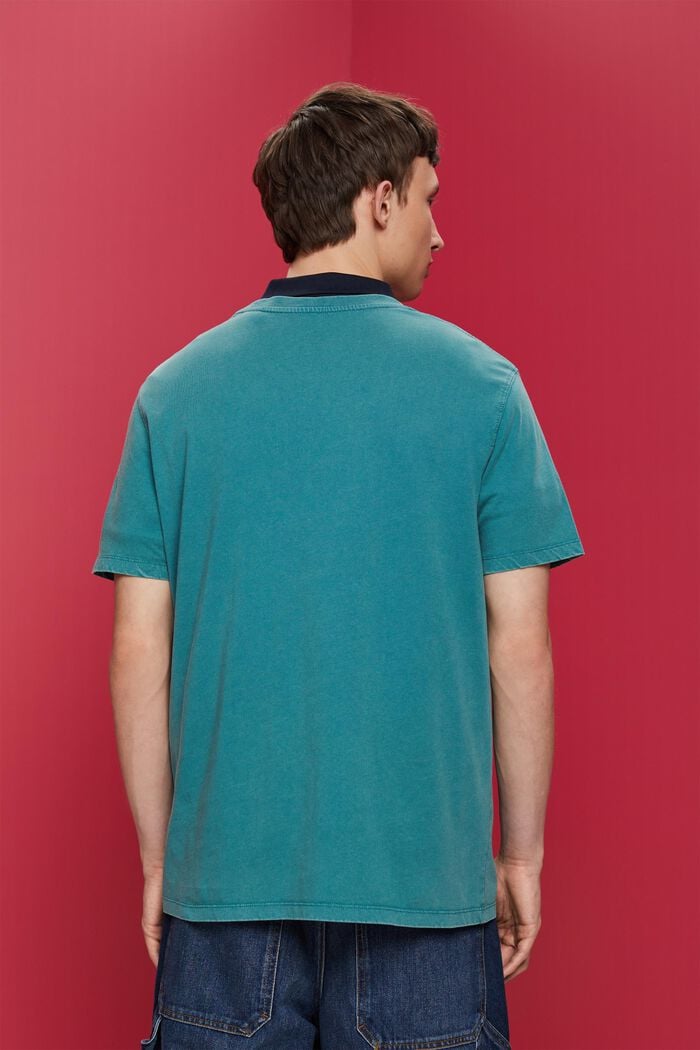 Garment-dyed T-shirt i jersey, 100 % bomuld, TEAL BLUE, detail image number 3