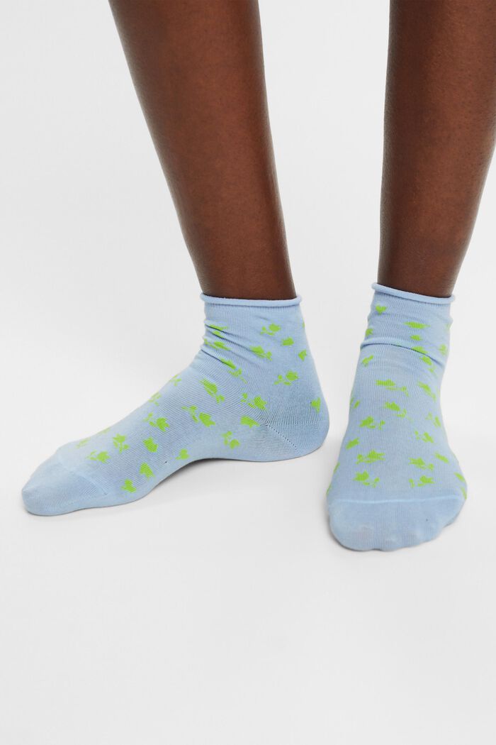 Pakke med 2 par korte sokker med blomstermønster, CLOUD, detail image number 1