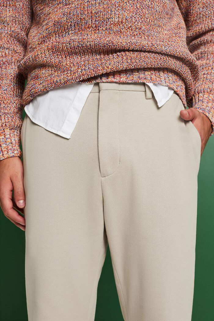 Bukser i strikket piqué-jersey, BEIGE, detail image number 3