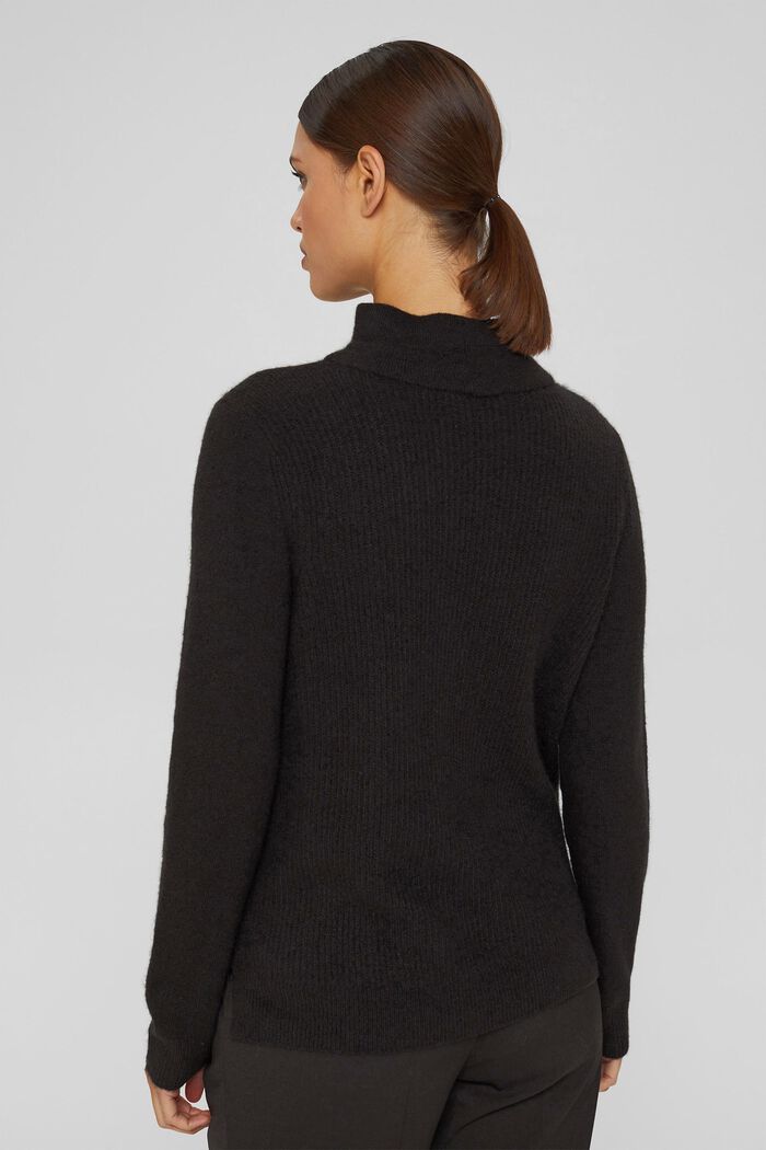 Med uld: pullover med høj krave, BLACK, detail image number 3