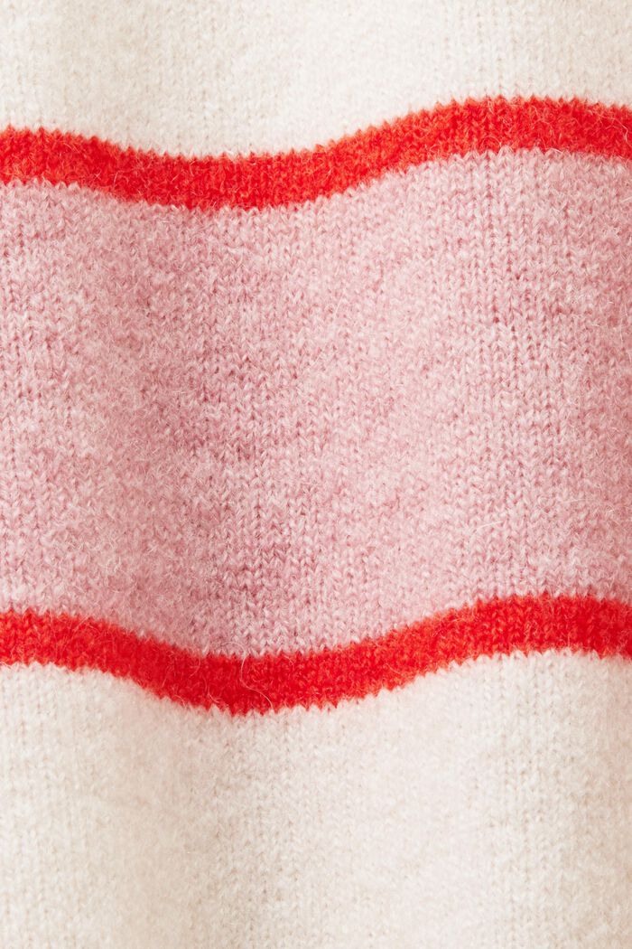 Stribet pullover i uldmiks, CREAM BEIGE, detail image number 5
