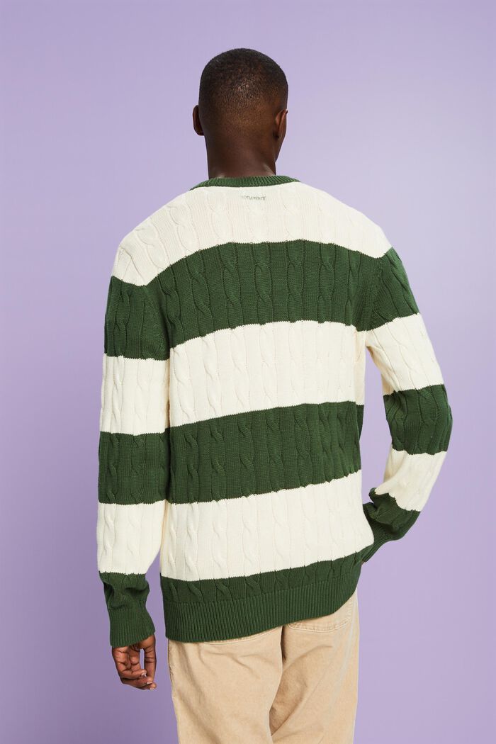 Stribet sweater i kabelstrik, OFF WHITE, detail image number 2