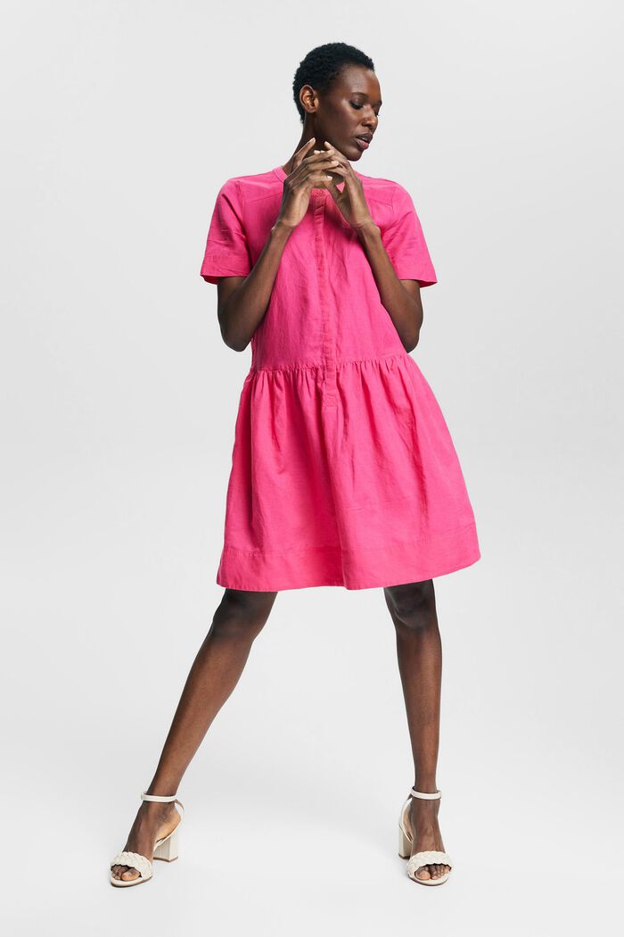 I hørmiks: kjole med knapstolpe, PINK FUCHSIA, detail image number 5