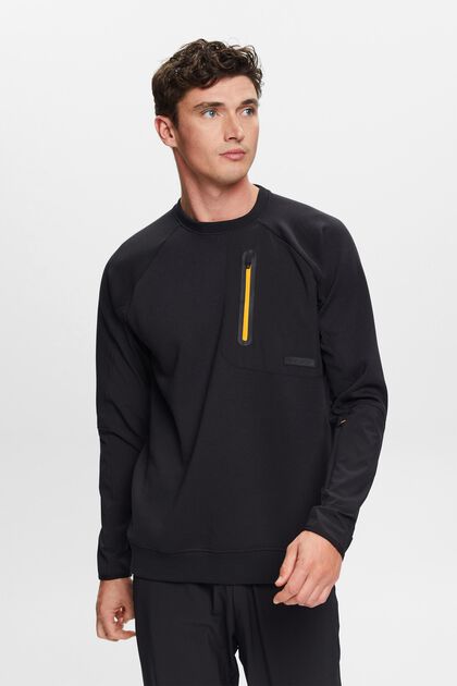 Sweatshirt med lynlåslommer, BLACK, overview