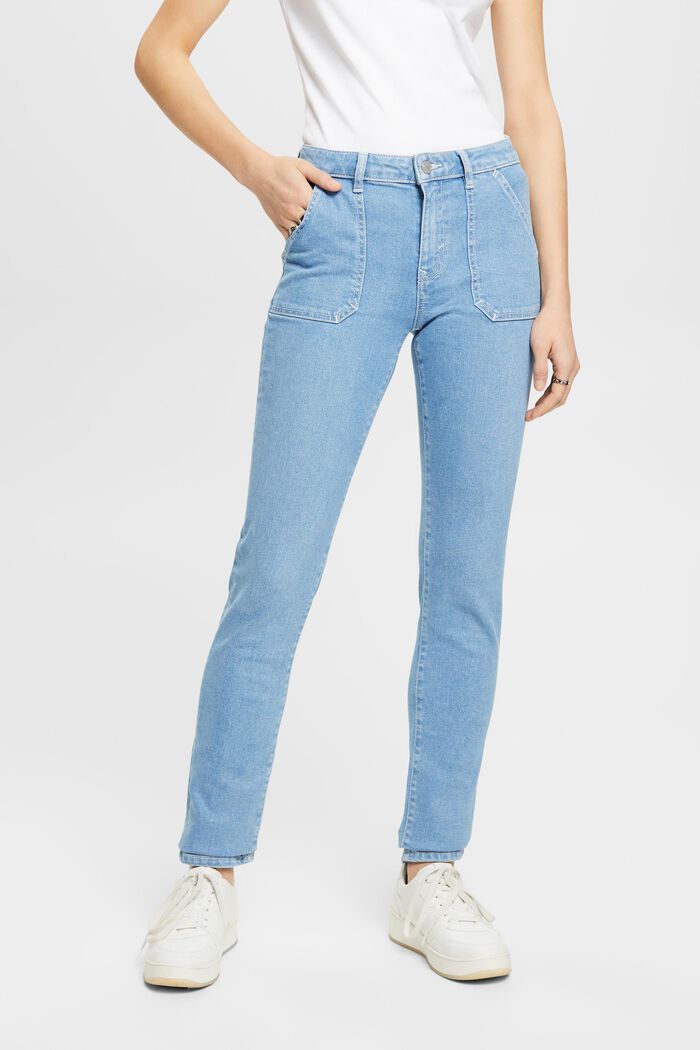 Slim fit-jeans med mellemhøj talje, BLUE LIGHT WASHED, detail image number 0