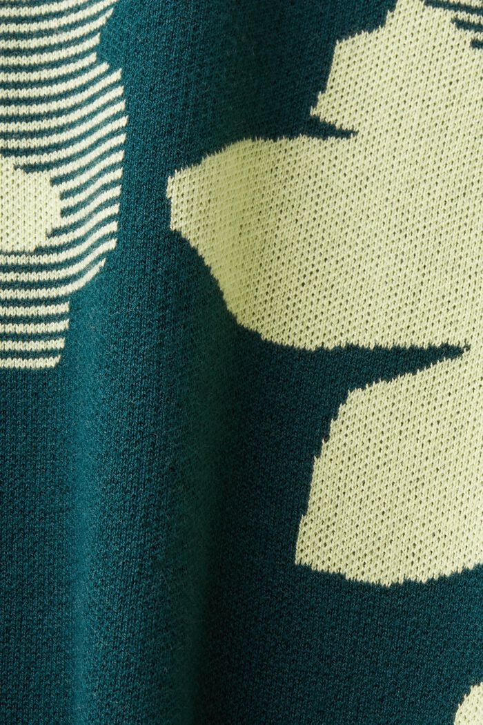 Jacquard-sweater i bomuld, DARK TEAL GREEN, detail image number 5