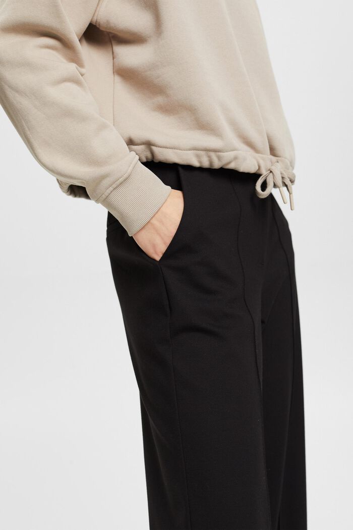 Bukser med mellemhøj talje og vide ben, BLACK, detail image number 2