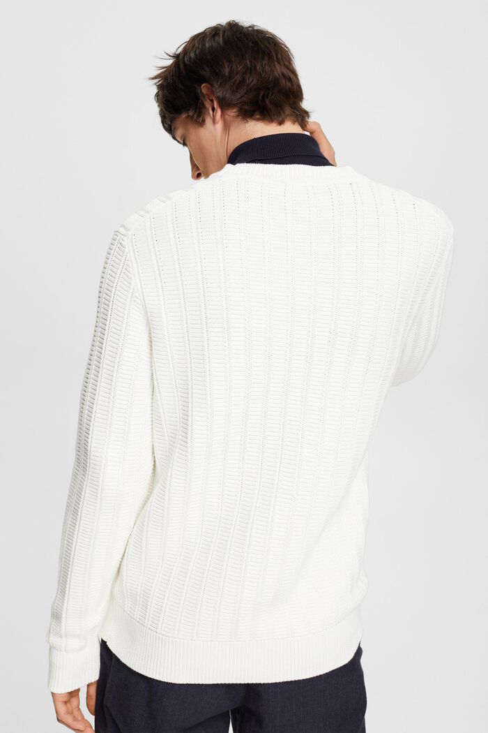 Sweater i strukturstrik, OFF WHITE, detail image number 3