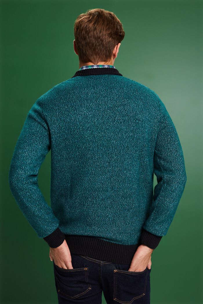 Sweater i uldmiks med rund hals, EMERALD GREEN, detail image number 2