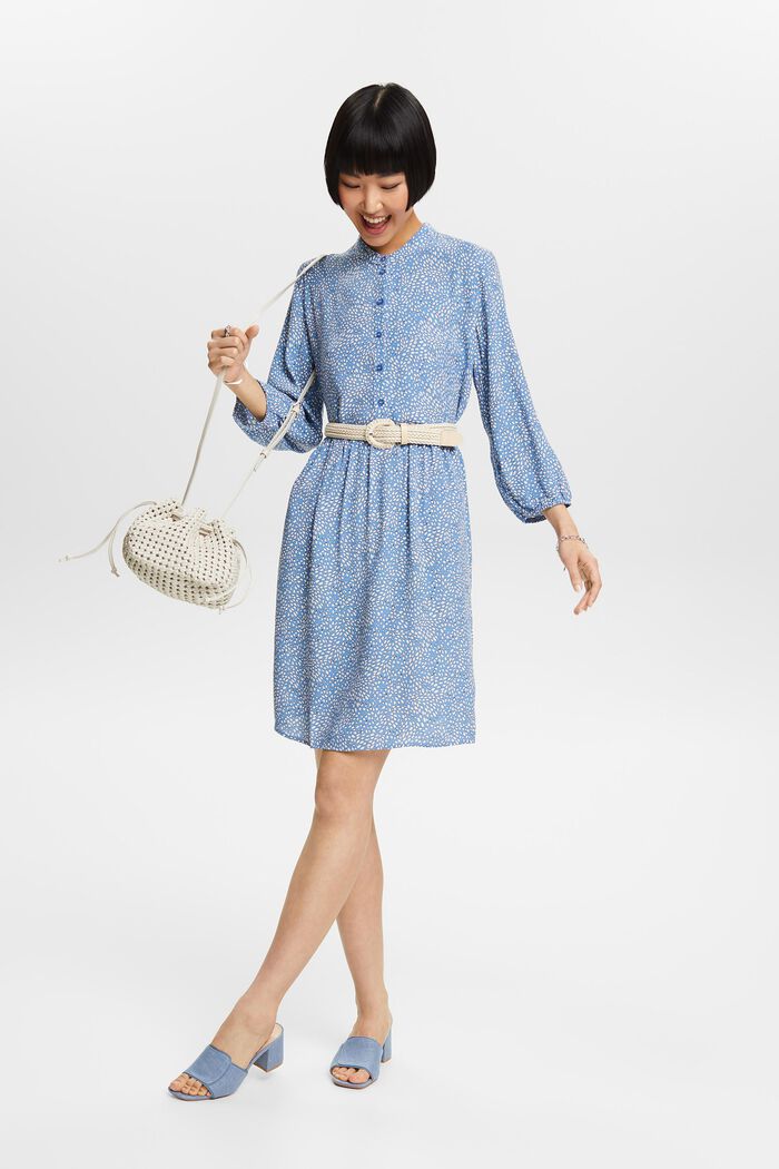Mønstret kjole, LENZING™ ECOVERO™, LIGHT BLUE LAVENDER, detail image number 0