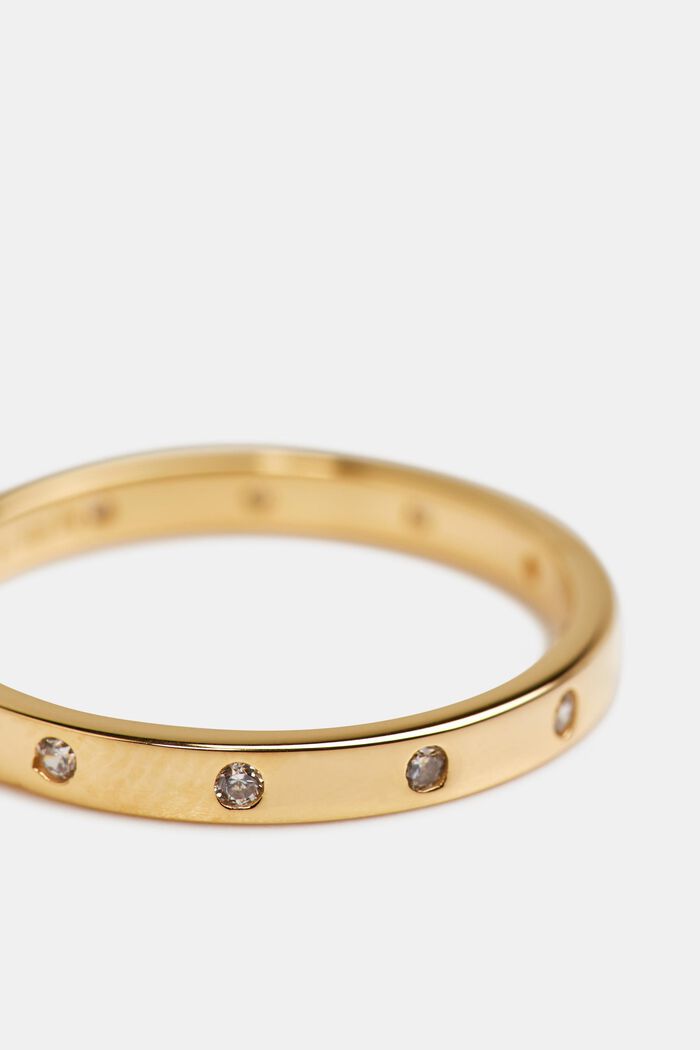 Layering-ring med zirkonia, sterlingsølv, GOLD, detail image number 1