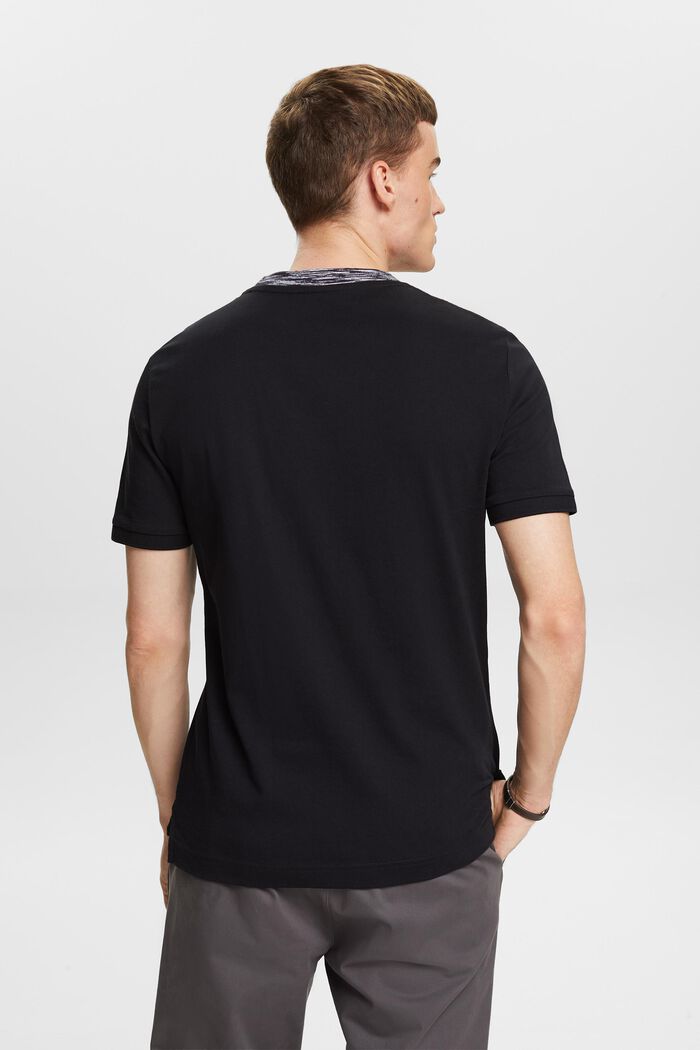 T-shirt med space dye-krave, BLACK, detail image number 2