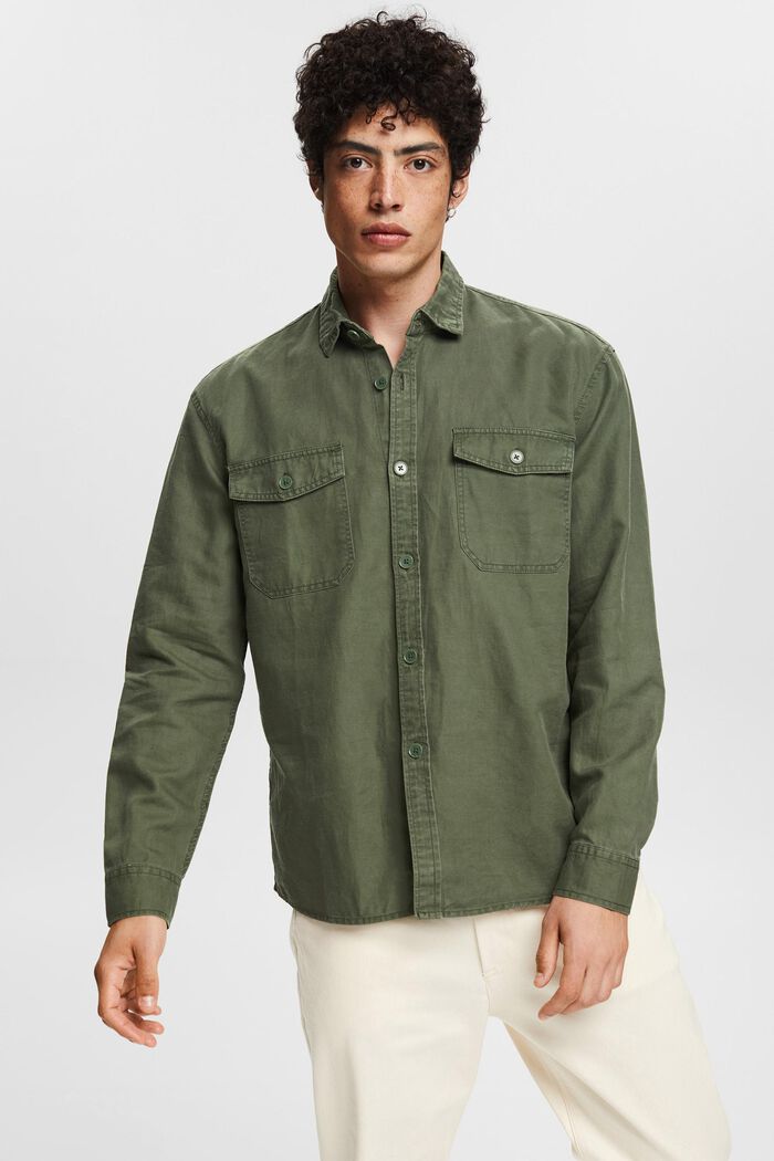 I hørmix: oversized skjorte, GREEN, detail image number 0