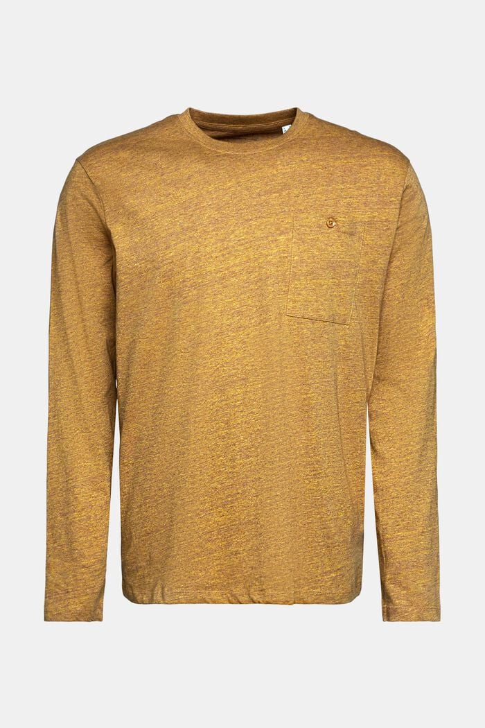 Langærmet jerseytop, 100 % bomuld, DUSTY YELLOW, detail image number 6