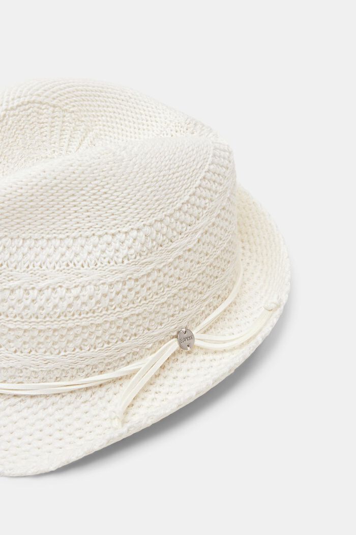 Fedora hat i strik, OFF WHITE, detail image number 1