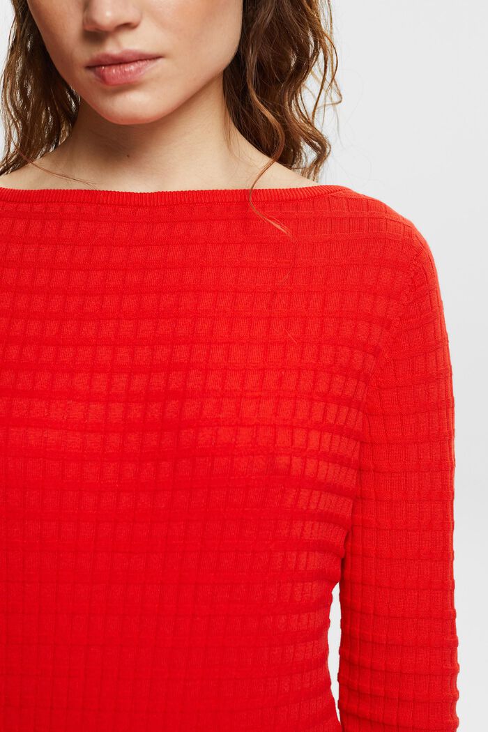 Sweater i strukturstrik, RED, detail image number 3