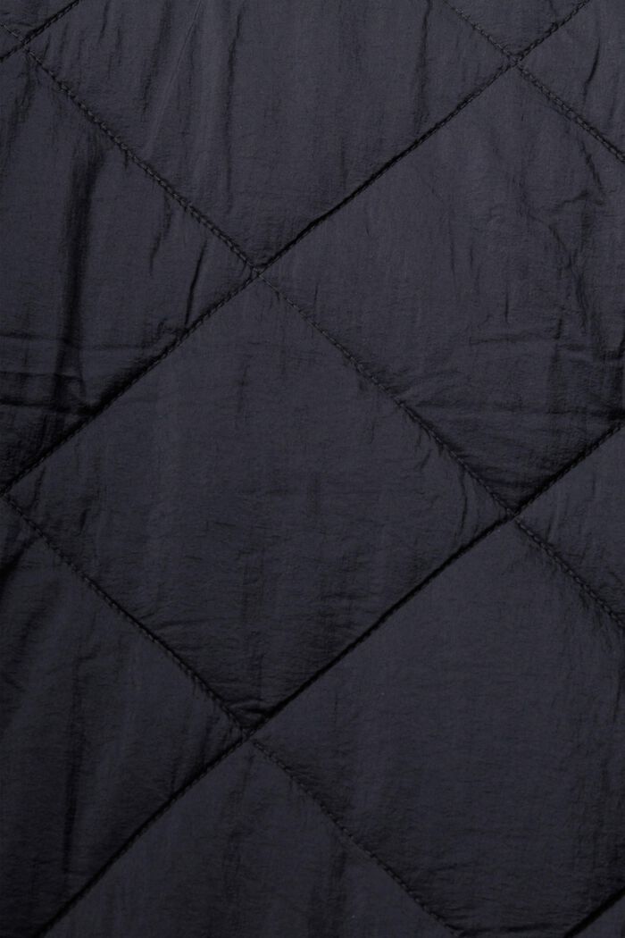 Lang quiltet frakke med hætte, BLACK, detail image number 1