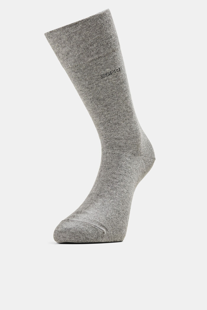 Pakke med 2 par sokker med blød kant, økologisk bomuldsblanding, LIGHT GREY MELANGE, detail image number 0