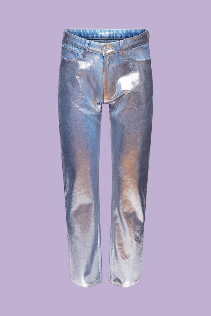 Lige metallic jeans med coating, GREY RINSE, detail image number 6