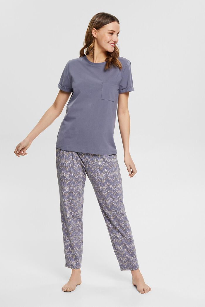 Jerseypyjamas af økologisk bomuld, GREY BLUE, detail image number 0