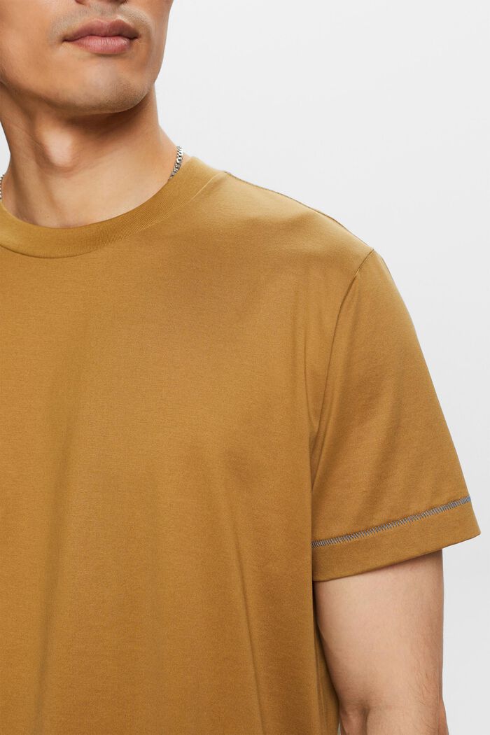Jersey-T-shirt med rund hals, 100 % bomuld, TOFFEE, detail image number 2